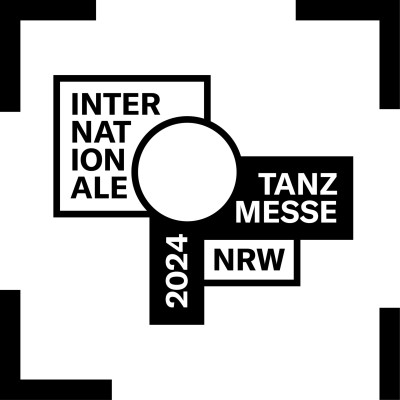 Logo internationale tanzmesse nrw, a circle with black and white squares containing the words internationale, tanzmesse, nrw, 2024
