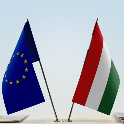 Flags of EU and Hungary⁠ by Oleksandr Filon from Getty Images
